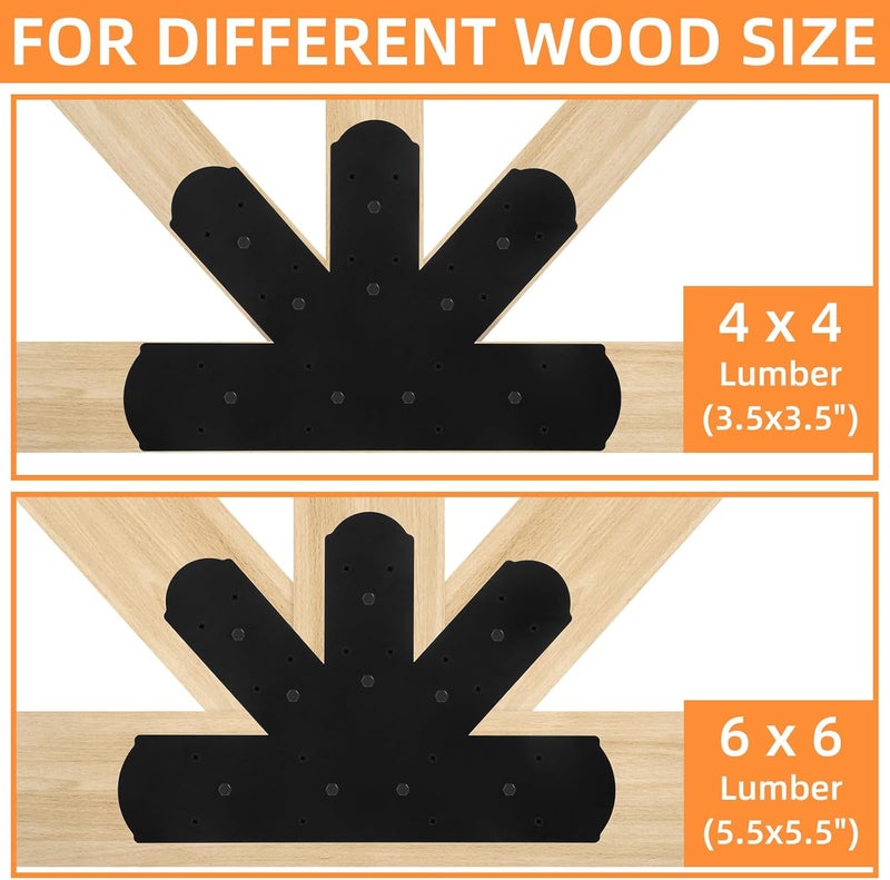 ZOBGOWE 2PCS Gable Plate, 16.5"x11" Gable Bracket Pergola Truss Roof Plate Heavy Duty Carbon Steel Mending Plate for Repairing Fixing Connecting Wood Beam - Image 4